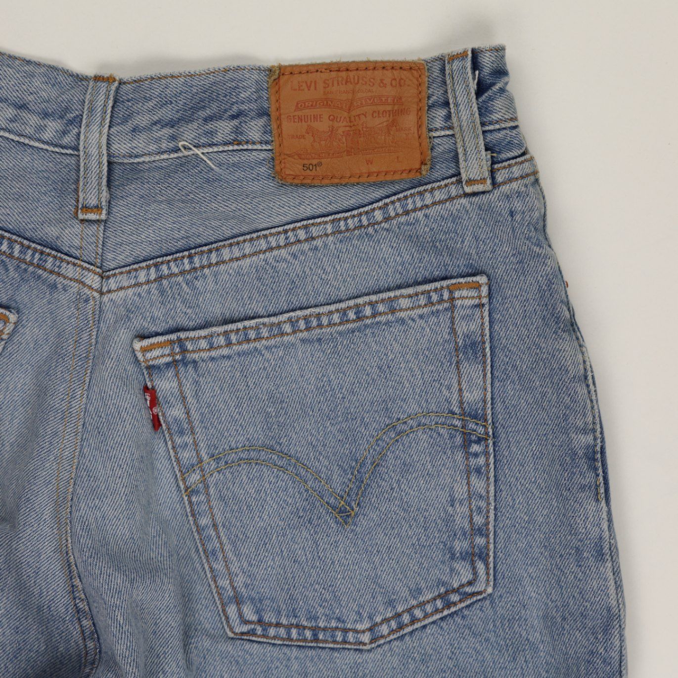 Levi's 501 High Waisted Denim Shorts Light Blue W28 100 Percent Cotton