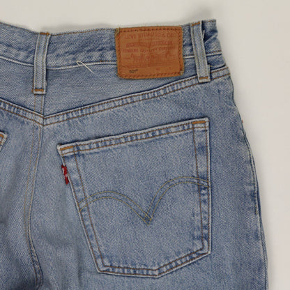 Levi's 501 High Waisted Denim Shorts Light Blue W28 100 Percent Cotton