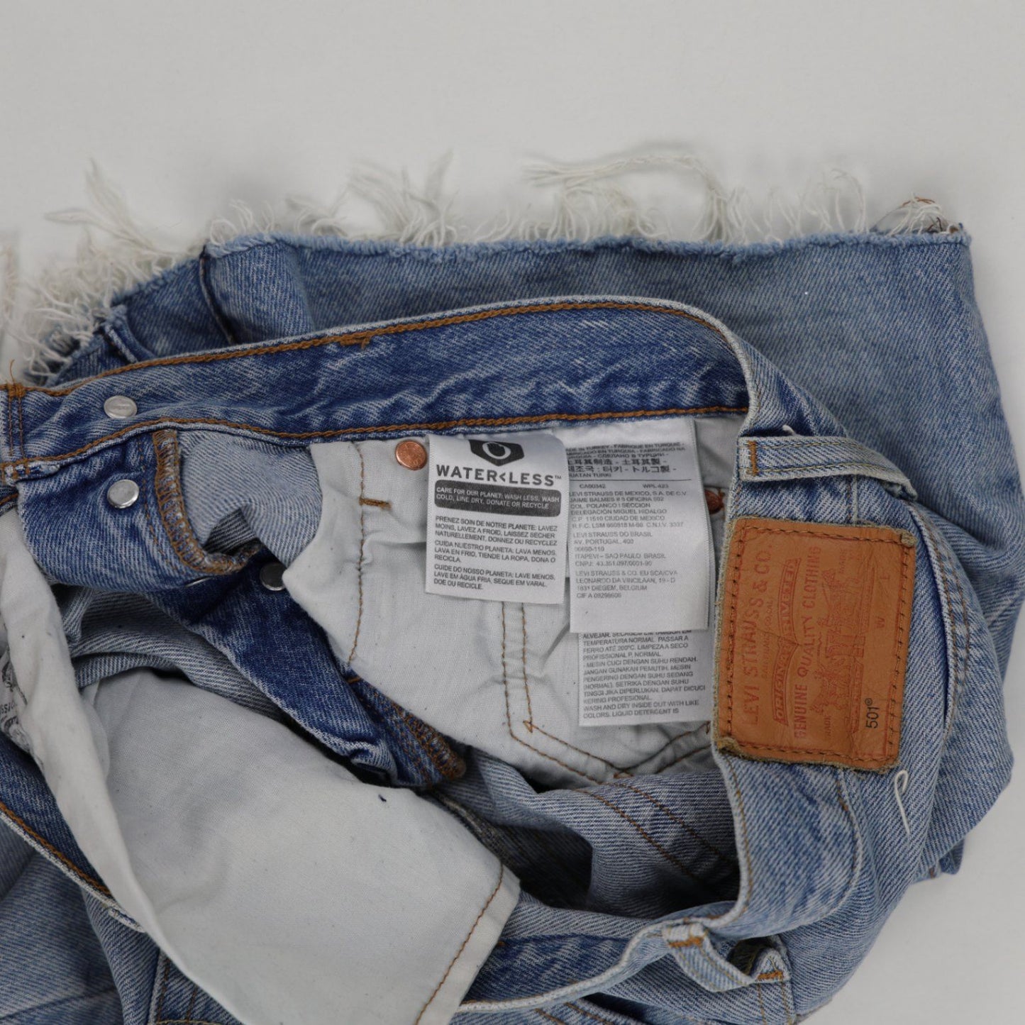 Levi's 501 High Waisted Denim Shorts Light Blue W28 100 Percent Cotton