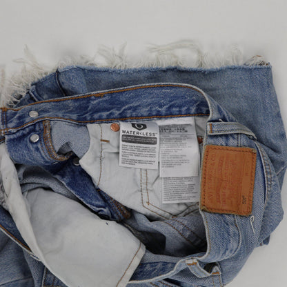 Levi's 501 High Waisted Denim Shorts Light Blue W28 100 Percent Cotton