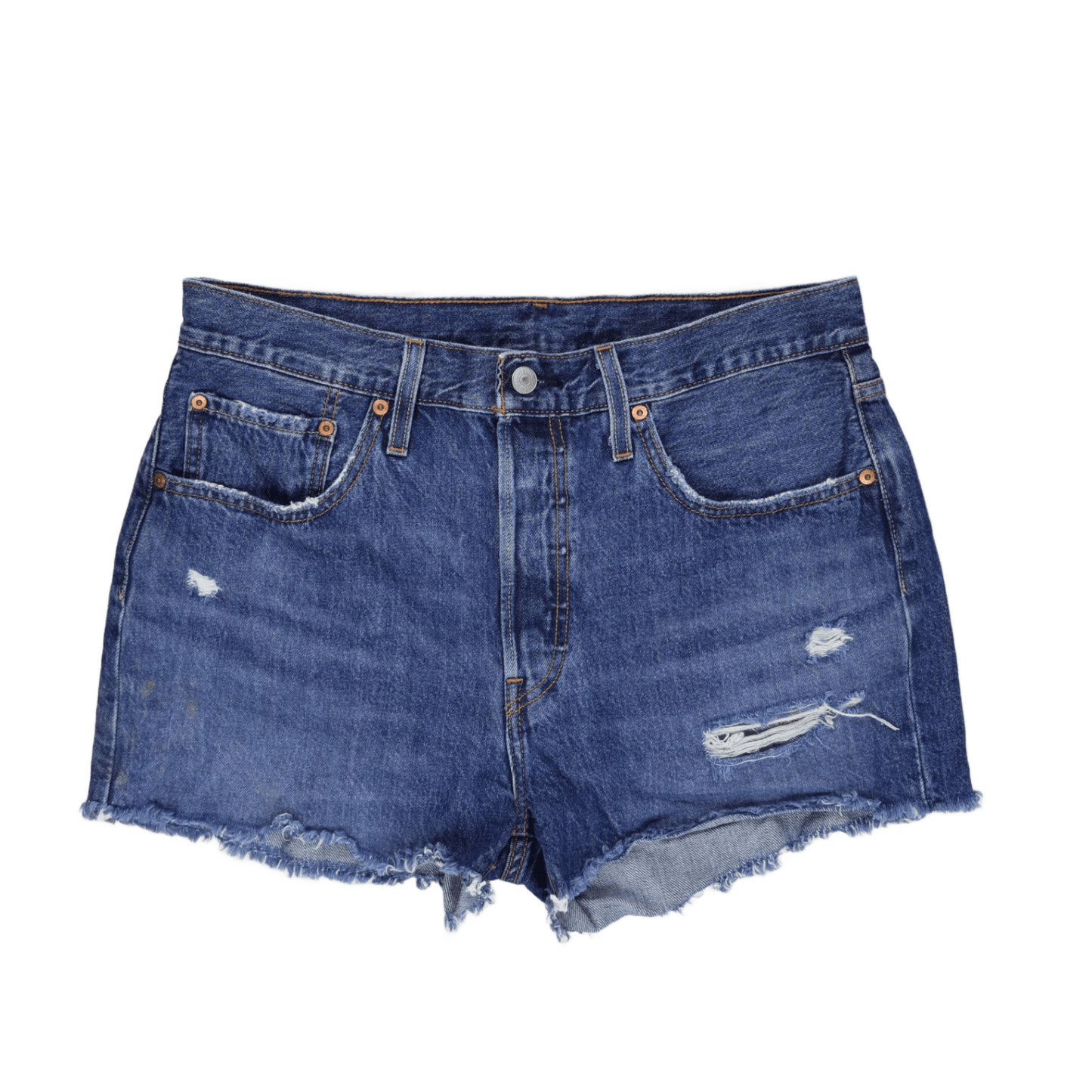 Levi's 501 High Waisted Distressed Denim Shorts Blue W28 100 Cotton Vintage