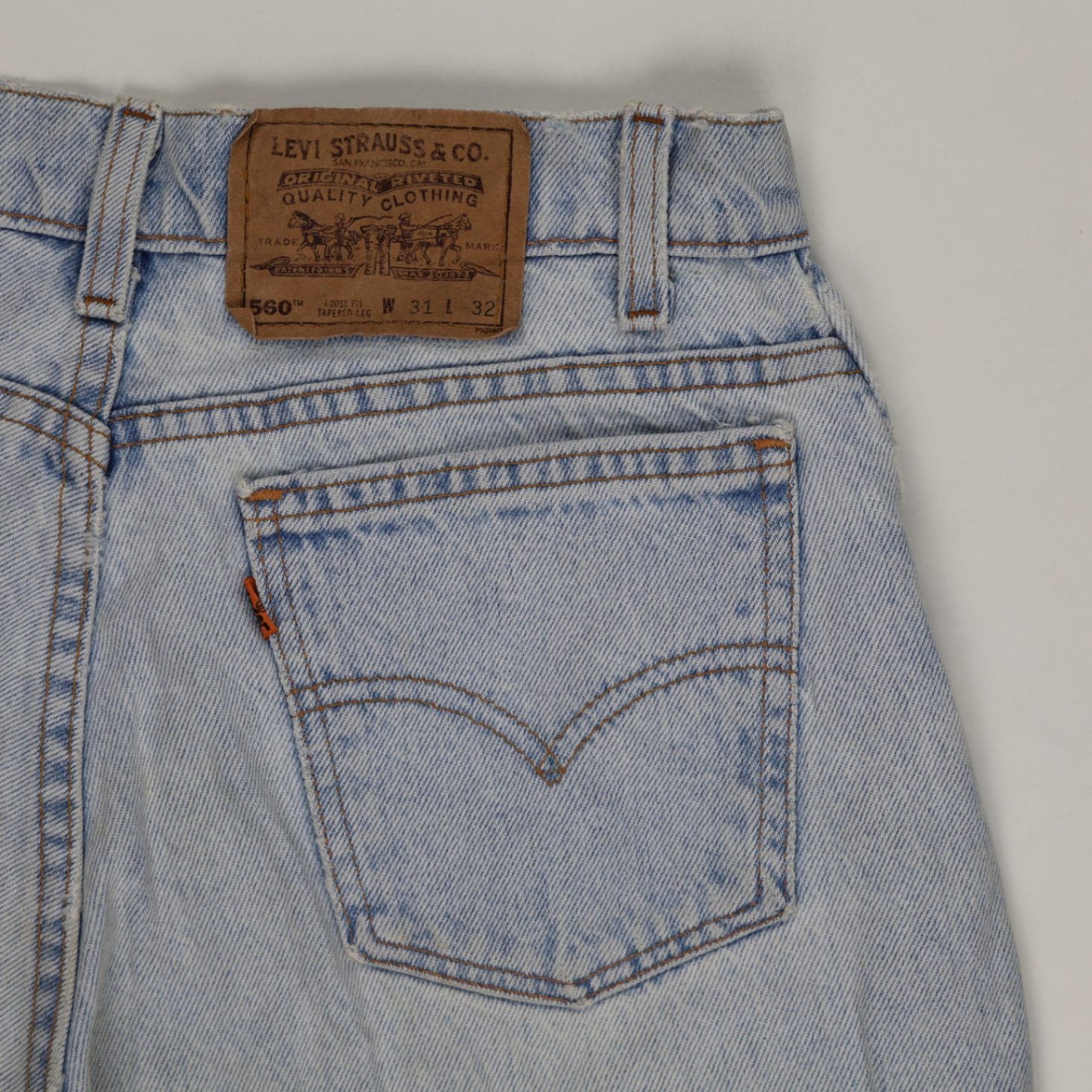 Levi's 560 Loose Fit Light Blue Denim Cut Off Shorts W31 L32 Cotton Vintage