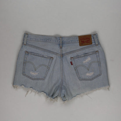 Levi's 501 Distressed Light Blue Denim Shorts W32 Vintage Cotton 7.5 cm Inseam