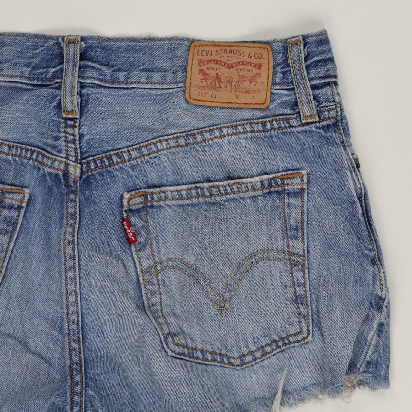 Levi's 501 CT High Rise Distressed Blue Denim Cut Off Shorts Womens W31 Cotton Vintage