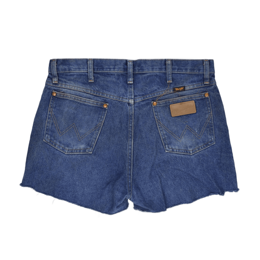 Wrangler Vintage High Waisted Blue Denim Shorts 7 Inch Inseam Size 12 UK 100 Percent Cotton