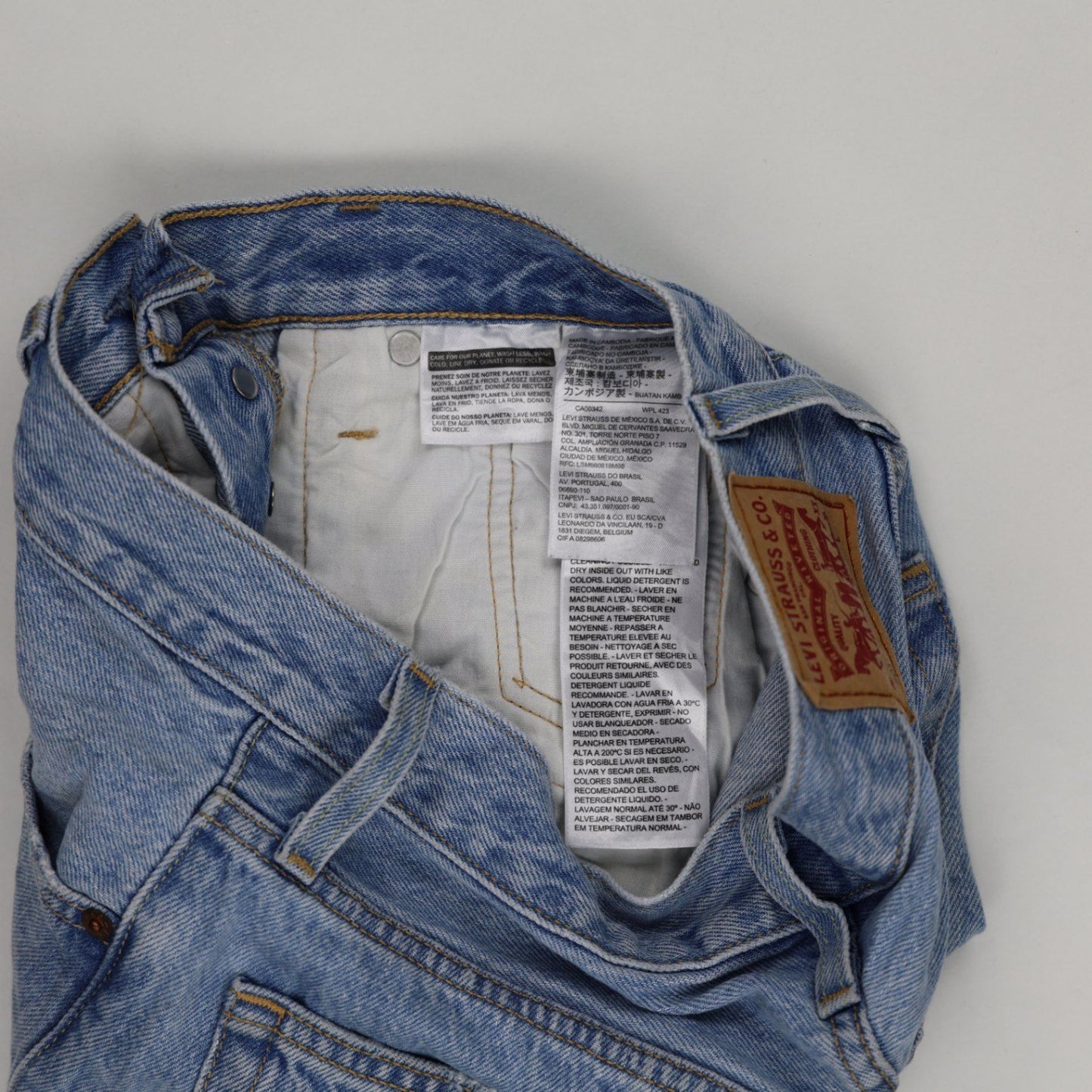 Levi's 501 Original High-Rise Denim Cut-Off Shorts Light Blue W28 100% Cotton Vintage