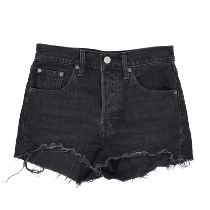 Levi's 501 Black Denim High Waisted Cut Off Shorts W28 Vintage 100 Percent Cotton