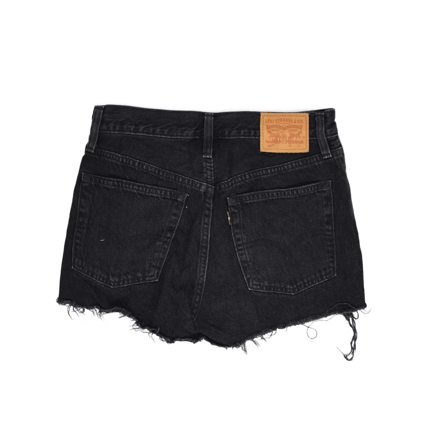 Levi's 501 Black Denim High Waisted Cut Off Shorts W28 Vintage 100 Percent Cotton