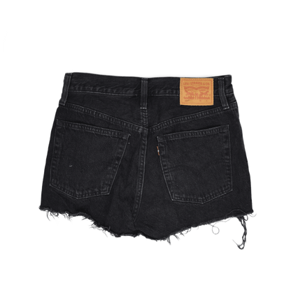 Levi's 501 Black Denim High Waisted Cut Off Shorts W28 Vintage 100 Percent Cotton