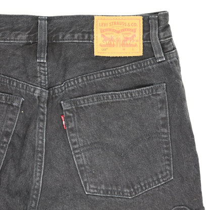 Levi's 501 Black Denim High Waisted Cut Off Shorts W28 Vintage 100 Percent Cotton
