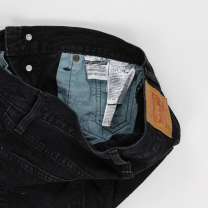 Levi's 501 Black Denim High Waisted Cut Off Shorts W28 Vintage 100 Percent Cotton