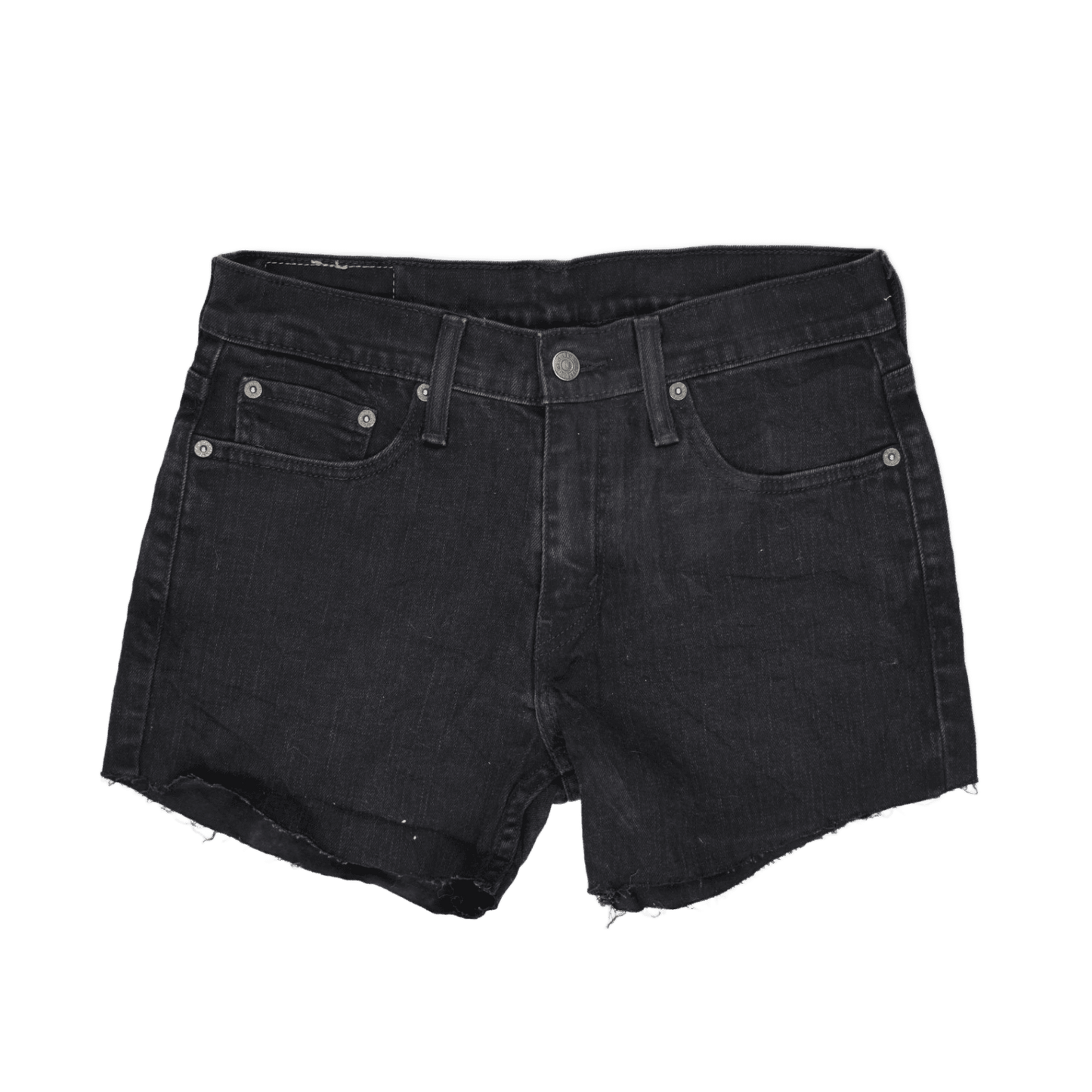 Levi's 514 Women's Black Denim High-Rise Frayed Hem Shorts W29 L30 100% Cotton Vintage