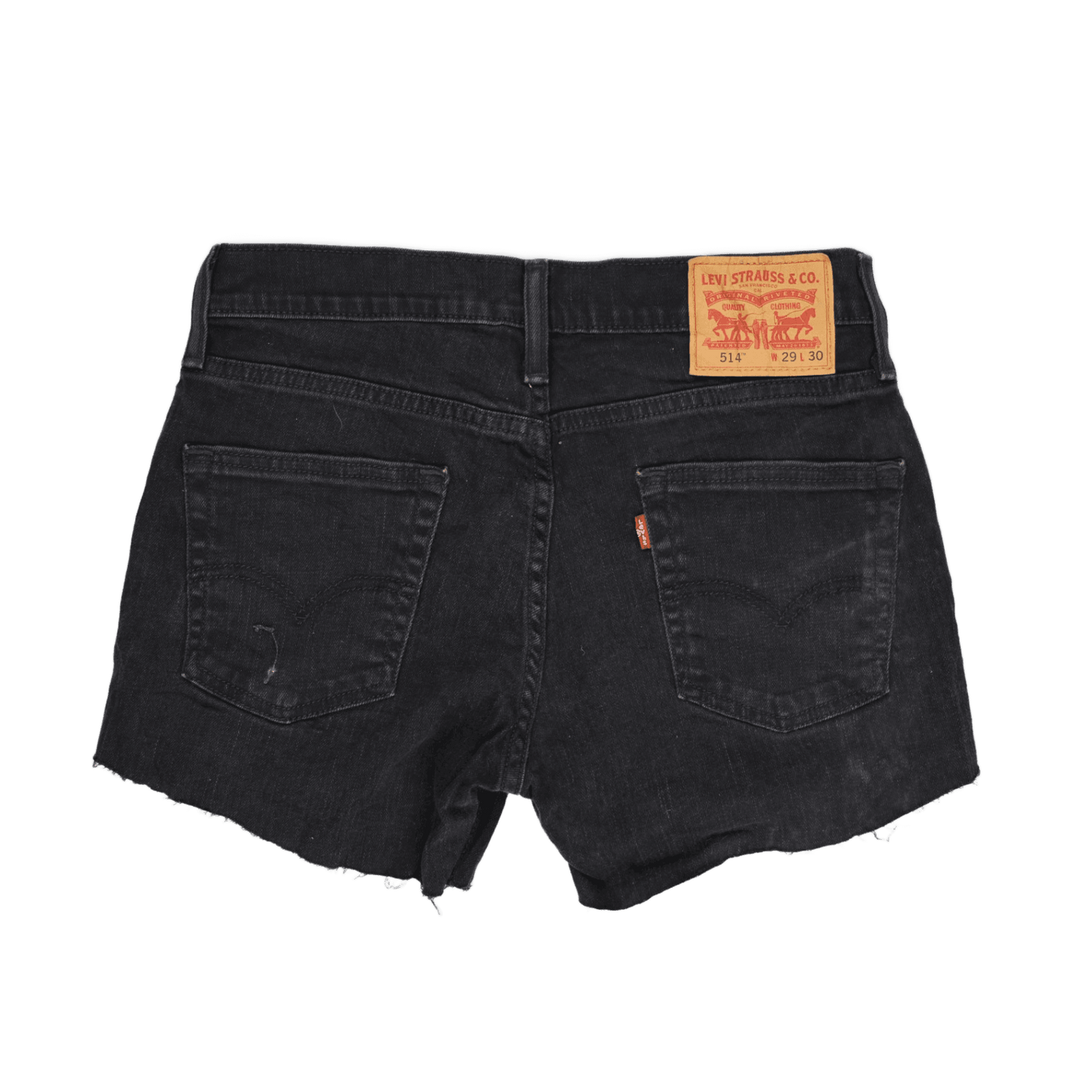 Levi's 514 Women's Black Denim High-Rise Frayed Hem Shorts W29 L30 100% Cotton Vintage
