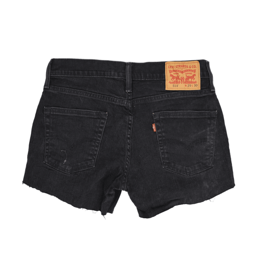 Levi's 514 Women's Black Denim High-Rise Frayed Hem Shorts W29 L30 100% Cotton Vintage