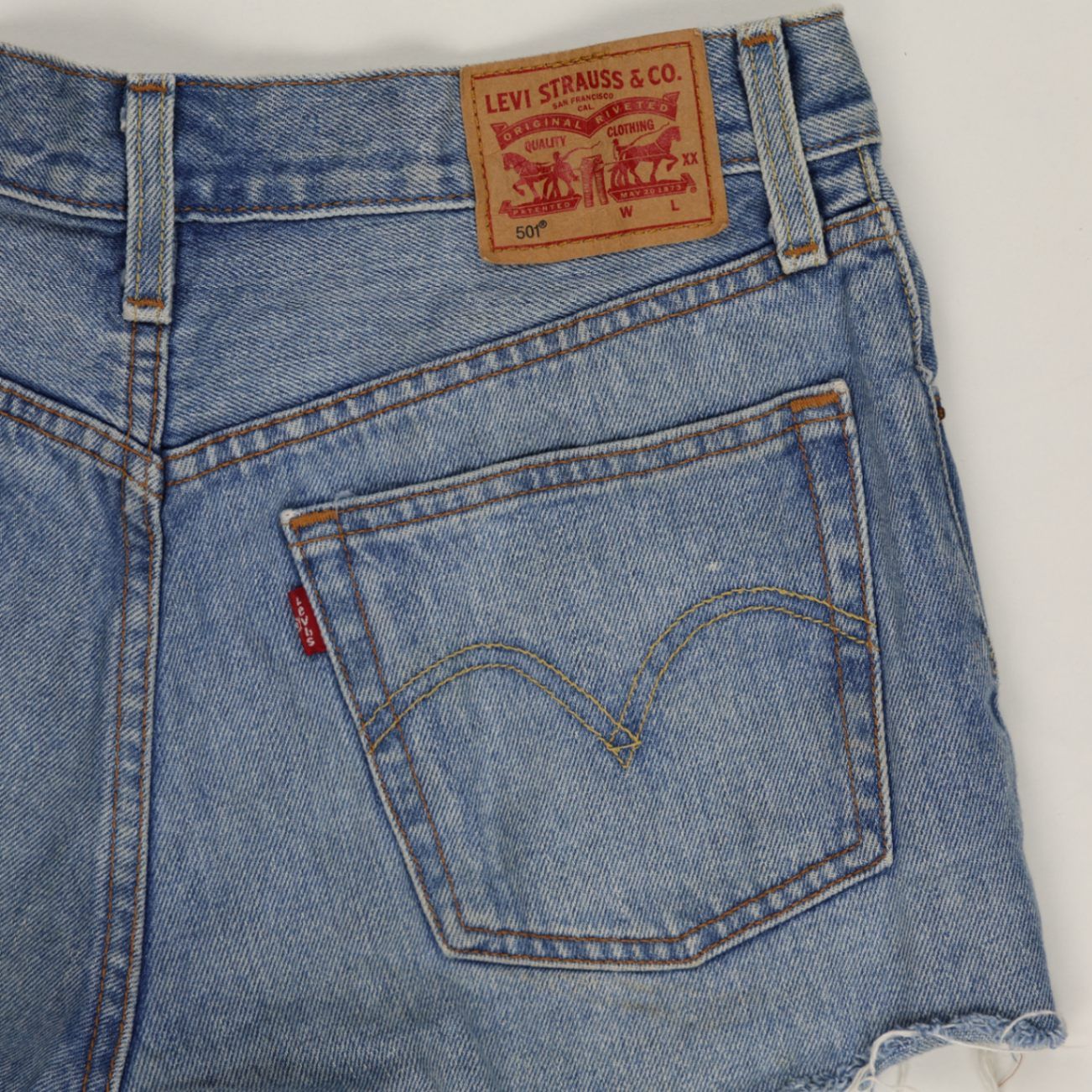 Levi's Vintage 501 High Waisted Distressed Denim Shorts Light Blue W31 Cotton