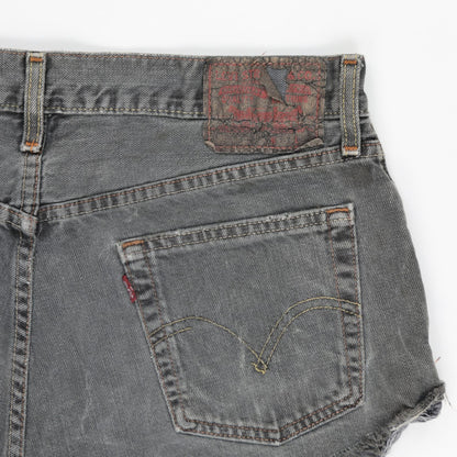 Levi's Vintage 559 Black Denim Cut Off Shorts W32 100% Cotton Womens