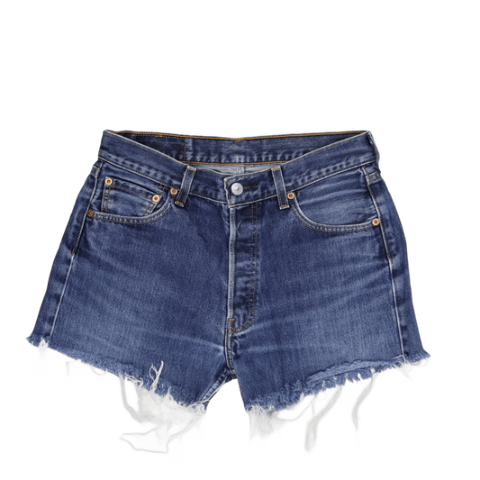 Levi's 501 High-Waisted Distressed Denim Shorts Blue W31 L21 Cotton Vintage Casual