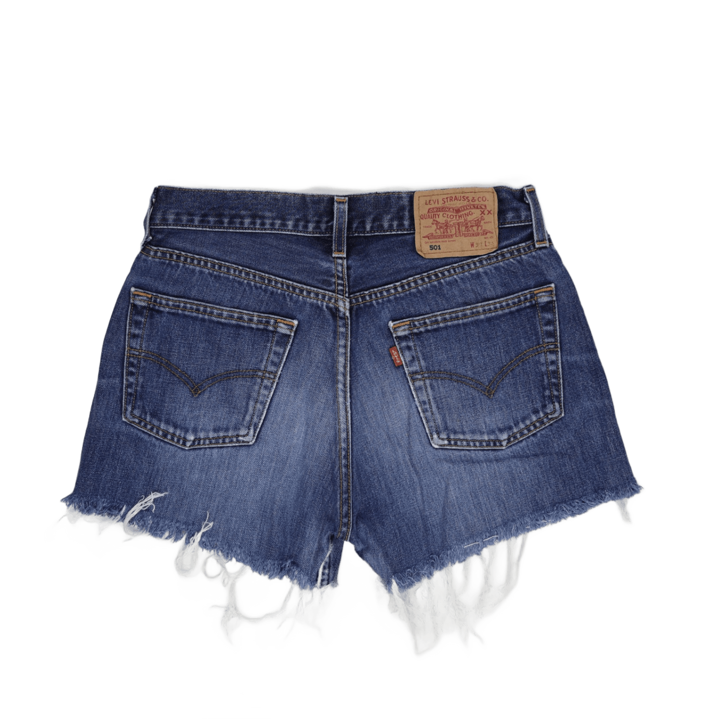 Levi's 501 High-Waisted Distressed Denim Shorts Blue W31 L21 Cotton Vintage Casual