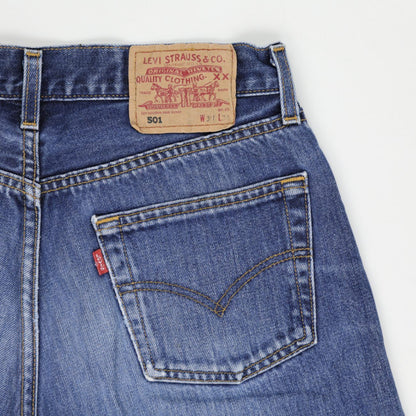 Levi's 501 High-Waisted Distressed Denim Shorts Blue W31 L21 Cotton Vintage Casual