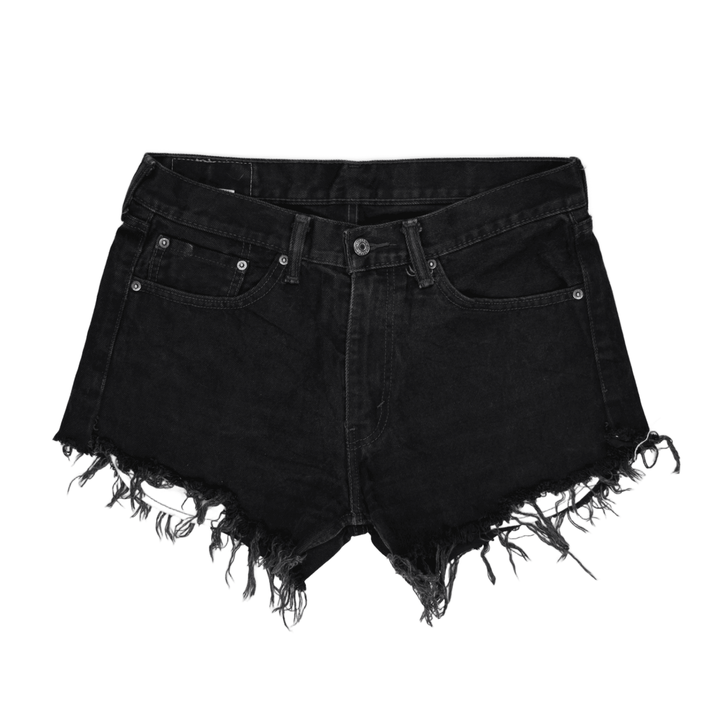 Levi's 505 Black Denim Distressed Cut Off Shorts W32 Cotton Vintage