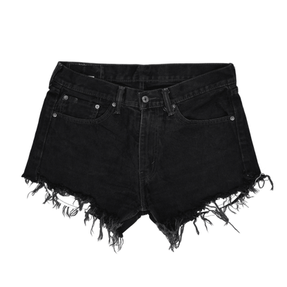 Levi's 505 Black Denim Distressed Cut Off Shorts W32 Cotton Vintage