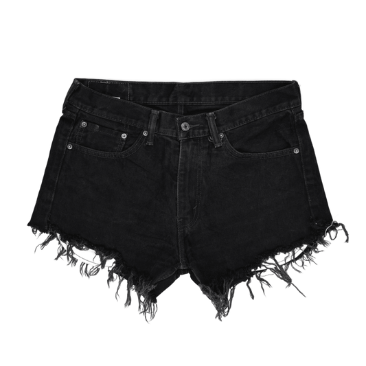 Levi's 505 Black Denim Distressed Cut Off Shorts W32 Cotton Vintage