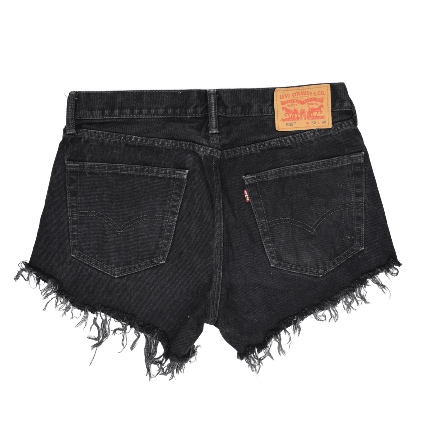Levi's 505 Black Denim Distressed Cut Off Shorts W32 Cotton Vintage