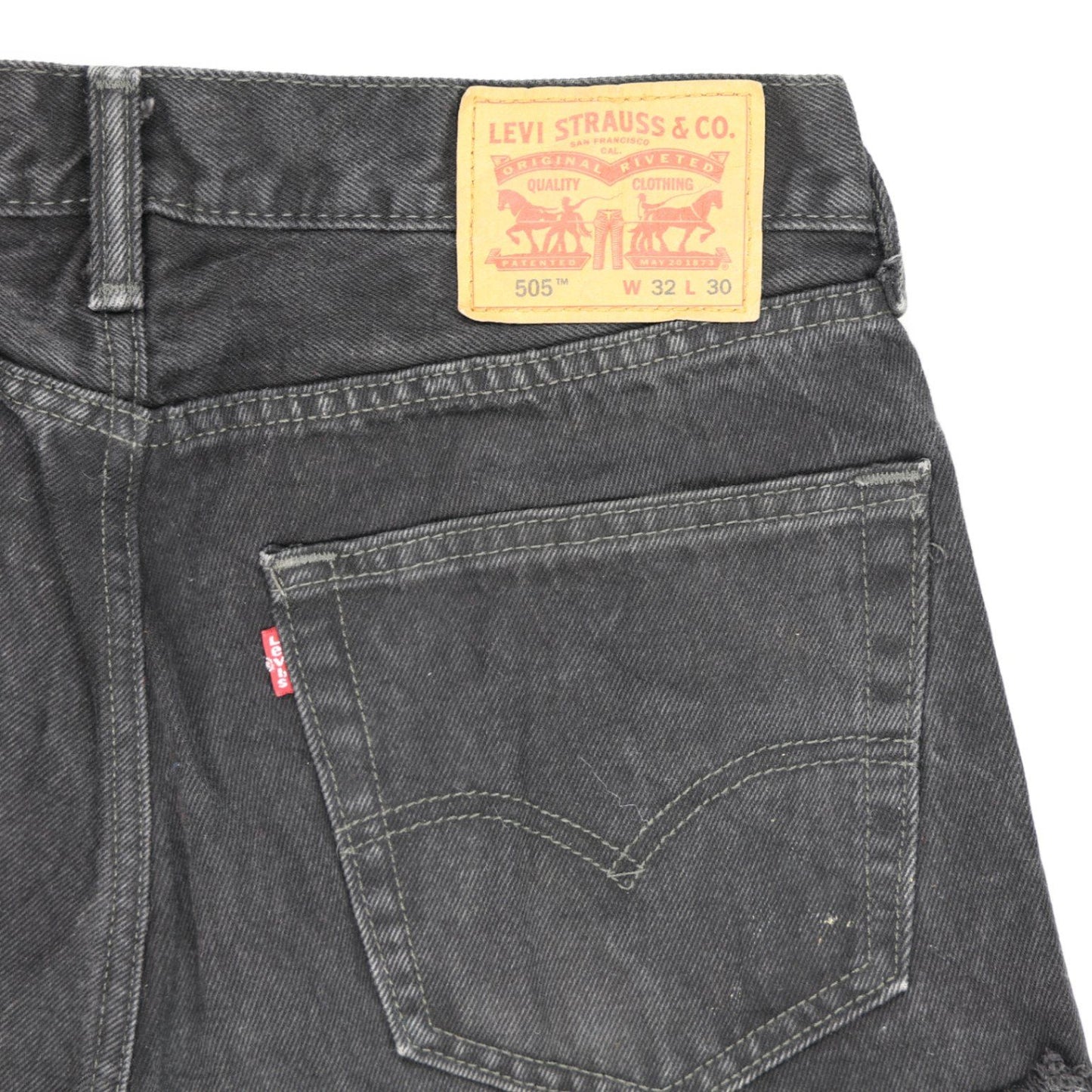 Levi's 505 Black Denim Distressed Cut Off Shorts W32 Cotton Vintage