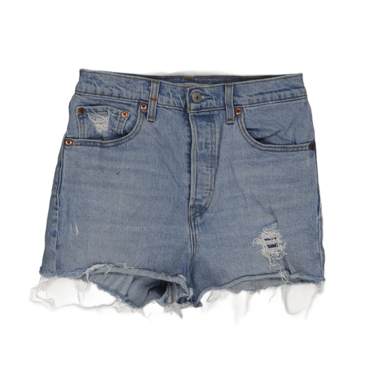 Levi's Vintage High-Rise Distressed Denim Shorts Light Blue Size 28 Waist Cotton Denim