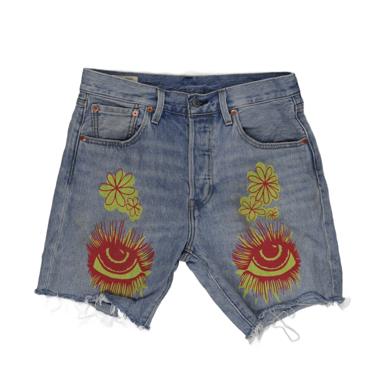 Levi's 501 Custom Art Denim Shorts Light Blue W29 100% Cotton Vintage