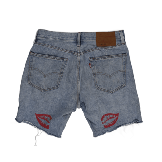 Levi's 501 Custom Art Denim Shorts Light Blue W29 100% Cotton Vintage