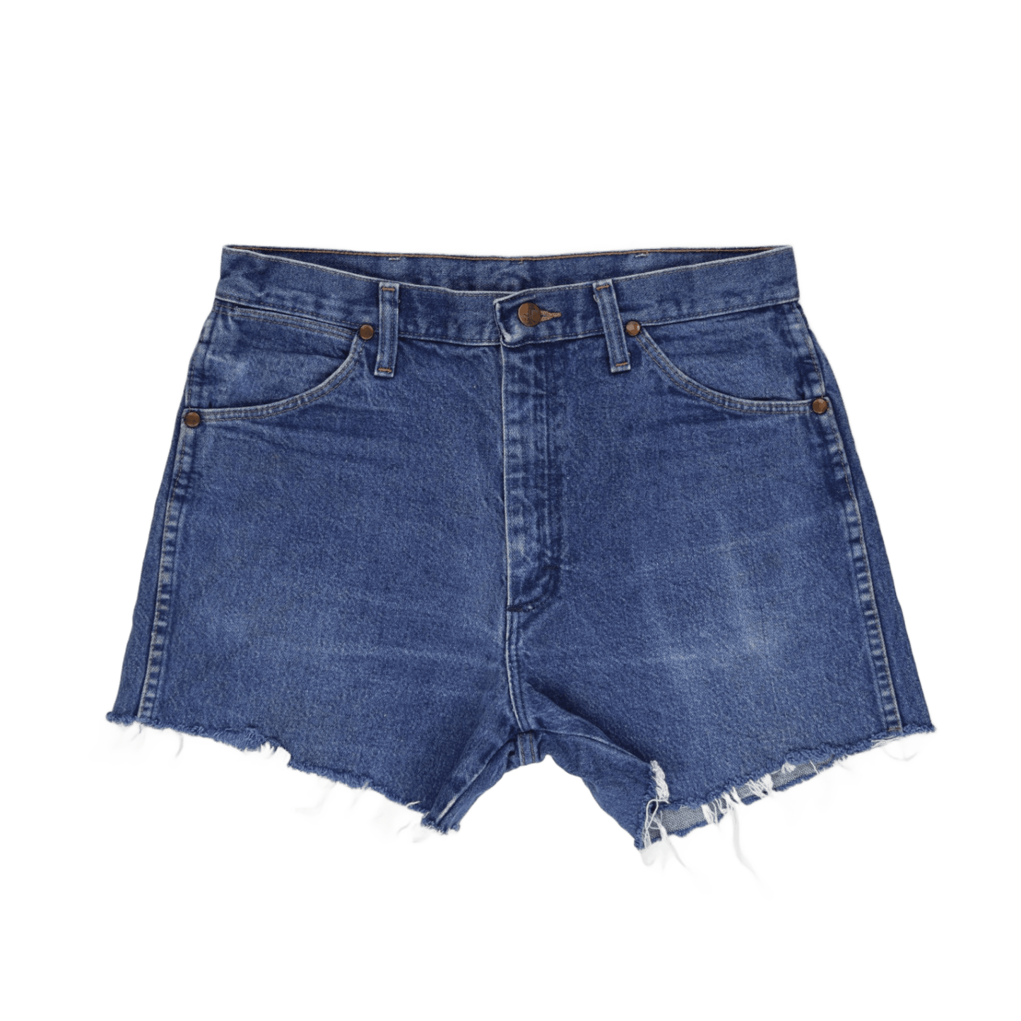 Wrangler Vintage Frayed Hem Blue Denim Shorts W32 100 Percent Cotton Womens