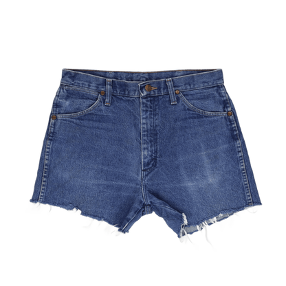 Wrangler Vintage Frayed Hem Blue Denim Shorts W32 100 Percent Cotton Womens