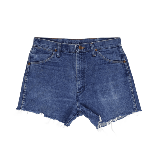 Wrangler Vintage Frayed Hem Blue Denim Shorts W32 100 Percent Cotton Womens