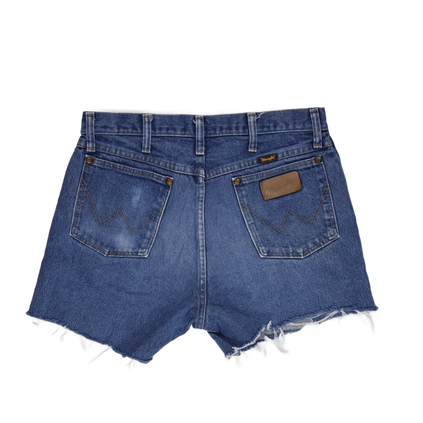 Wrangler Vintage Frayed Hem Blue Denim Shorts W32 100 Percent Cotton Womens
