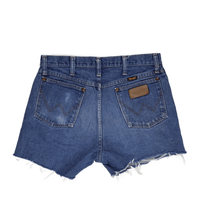 Wrangler Vintage Frayed Hem Blue Denim Shorts W32 100 Percent Cotton Womens