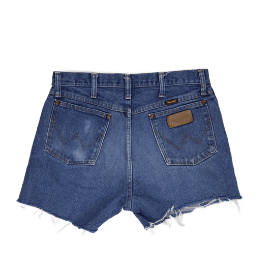 Wrangler Vintage Frayed Hem Blue Denim Shorts W32 100 Percent Cotton Womens