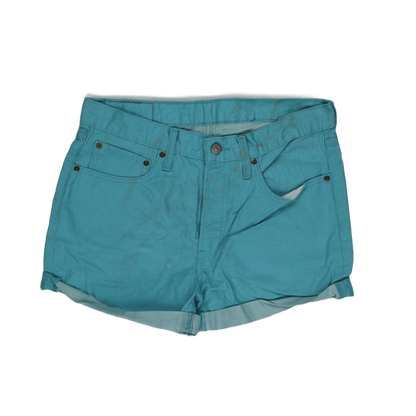 Levi's 501 Turquoise Denim Shorts W30 100% Cotton 8 Inch Inseam