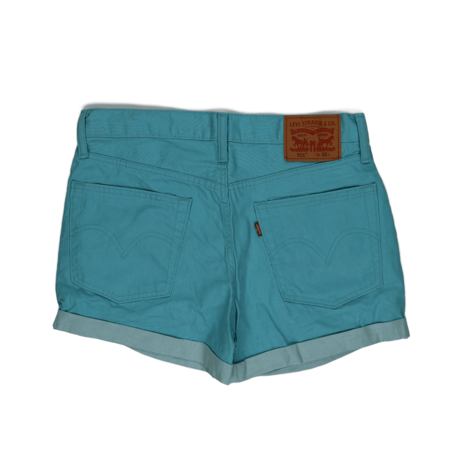 Levi's 501 Turquoise Denim Shorts W30 100% Cotton 8 Inch Inseam