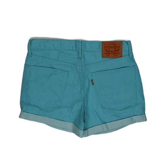Levi's 501 Turquoise Denim Shorts W30 100% Cotton 8 Inch Inseam