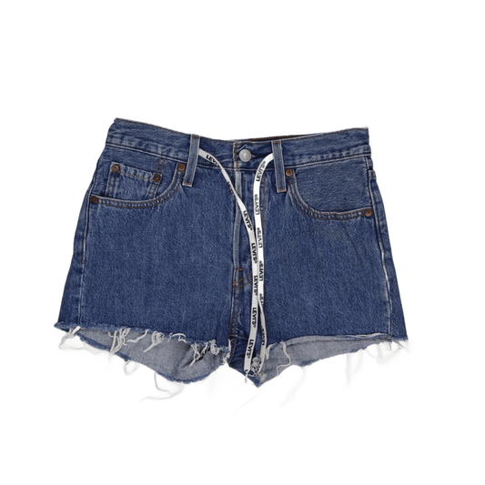 Levi's 501 Vintage High Waist Raw Hem Denim Shorts Blue Size 28W 100% Cotton
