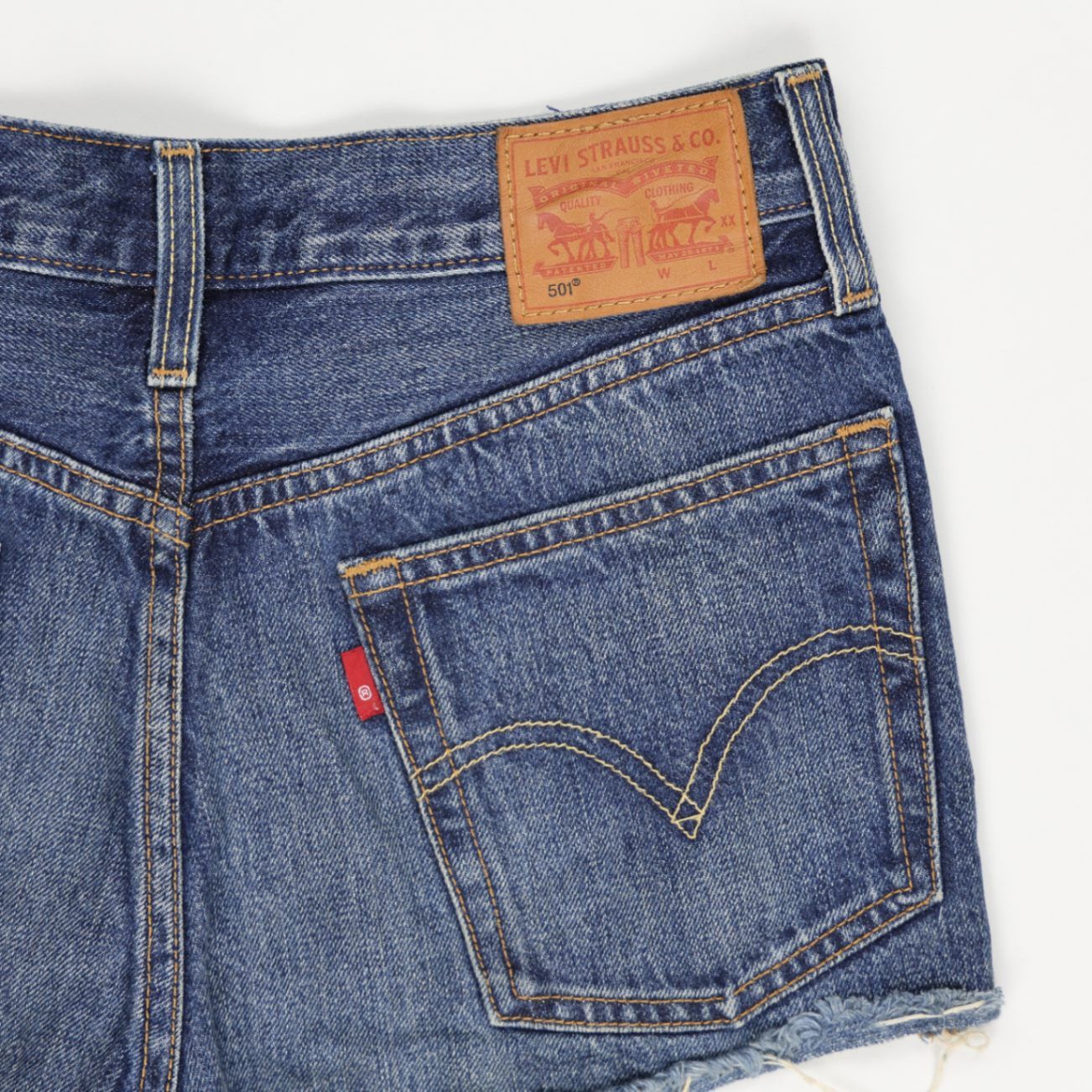 Levi's 501 High Rise Distressed Denim Shorts Blue 30W 100% Cotton Vintage