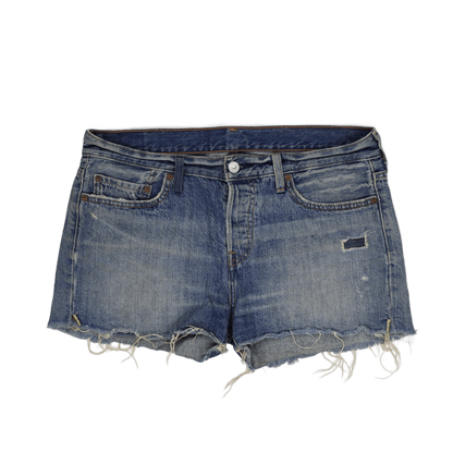 Levi's Women's Vintage Distressed Denim Shorts Blue UK 12 100% Cotton 6 Inseam