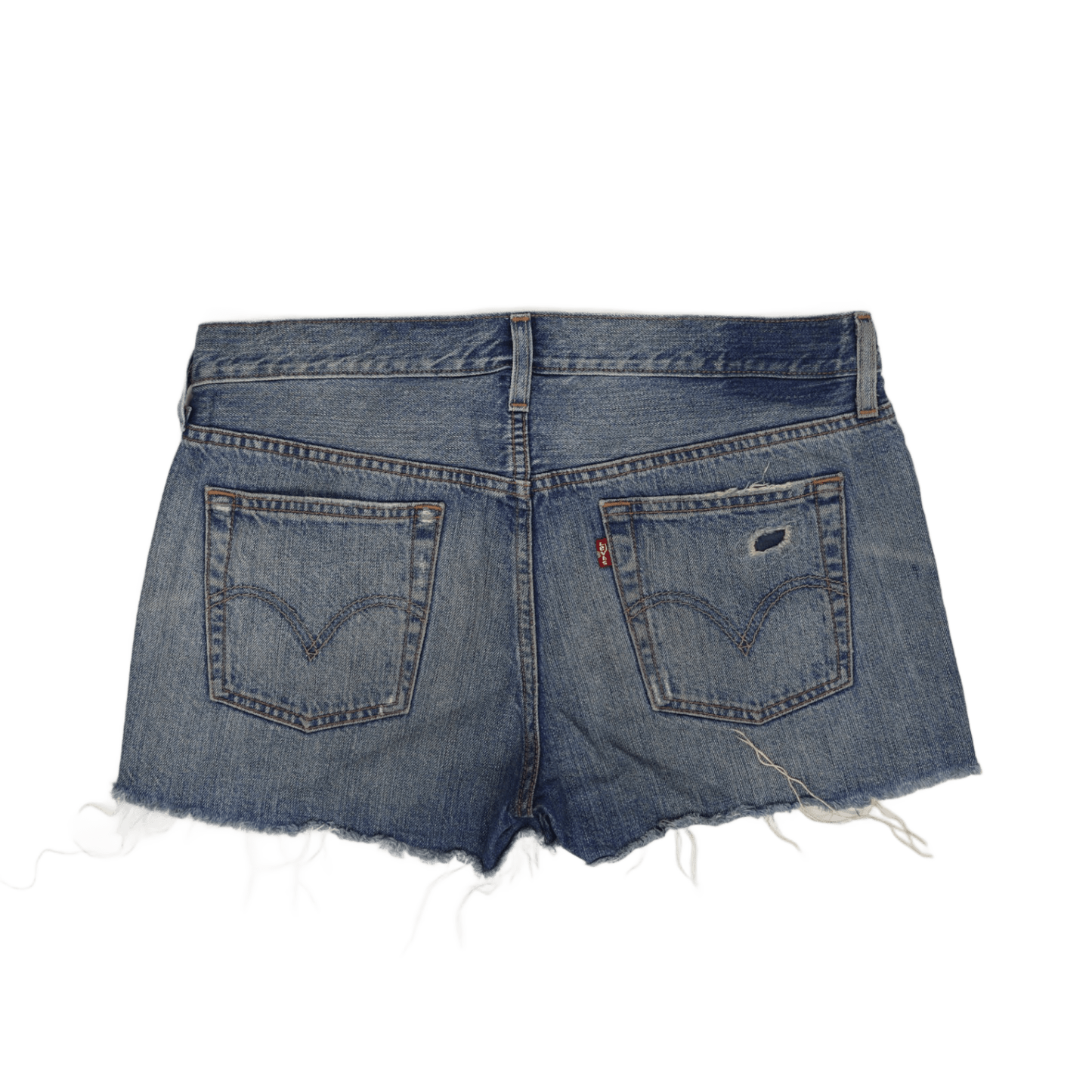 Levi's Women's Vintage Distressed Denim Shorts Blue UK 12 100% Cotton 6 Inseam