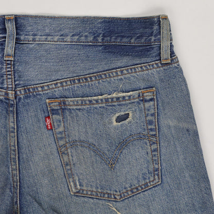 Levi's Women's Vintage Distressed Denim Shorts Blue UK 12 100% Cotton 6 Inseam