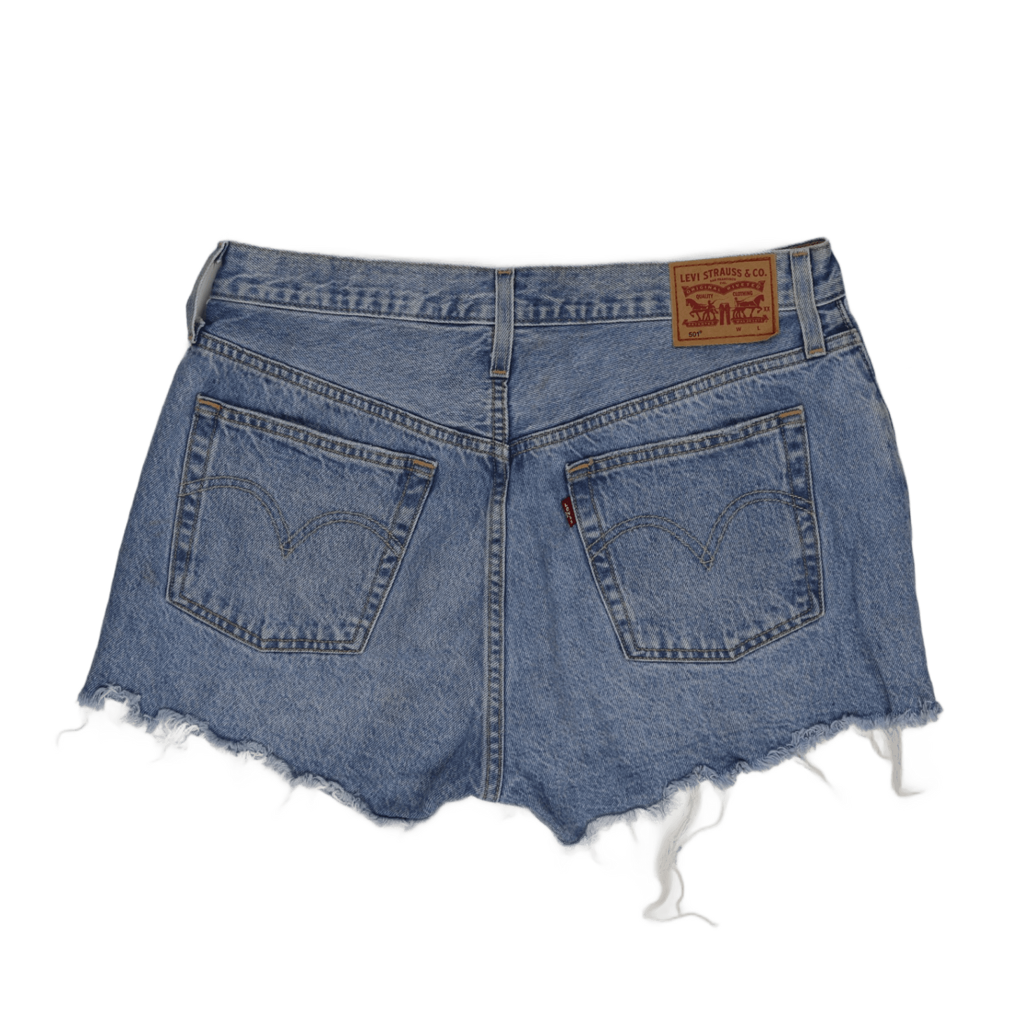 Levi's 501 High Waisted Distressed Denim Shorts Vintage Blue W31 Cotton