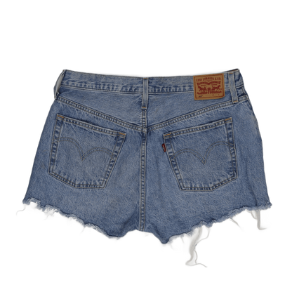 Levi's 501 High Waisted Distressed Denim Shorts Vintage Blue W31 Cotton