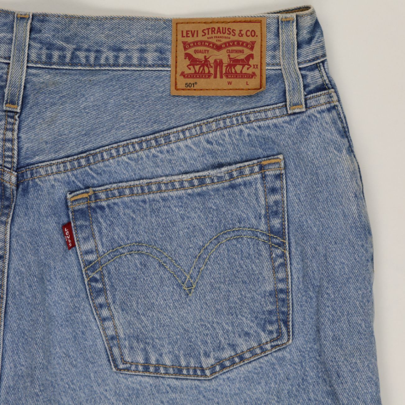Levi's 501 High Waisted Distressed Denim Shorts Vintage Blue W31 Cotton