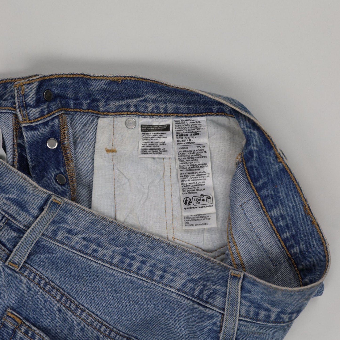 Levi's 501 High Waisted Distressed Denim Shorts Vintage Blue W31 Cotton