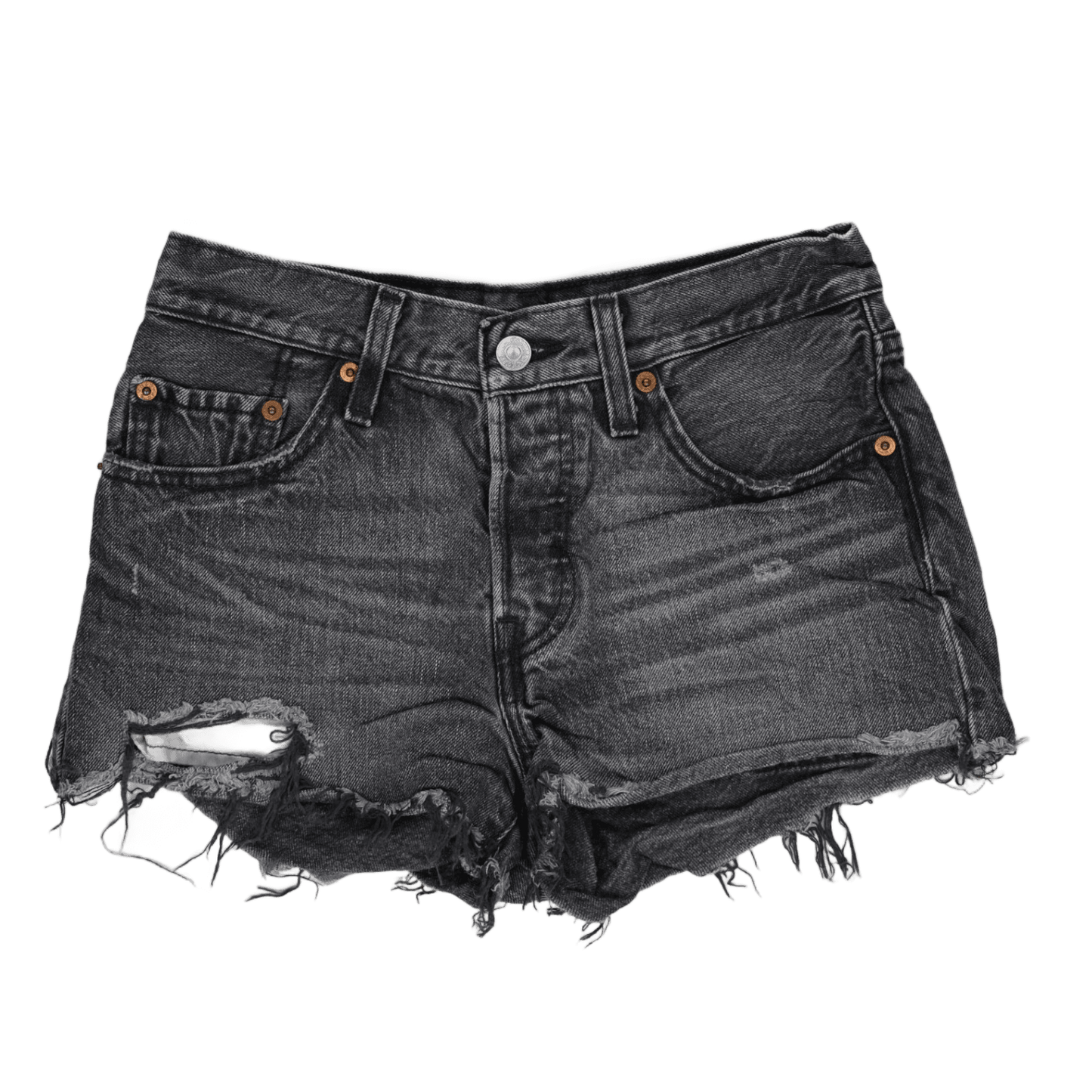 Levi's 501 High-Waisted Denim Shorts Washed Black Size L 100% Cotton 3 Inch Inseam